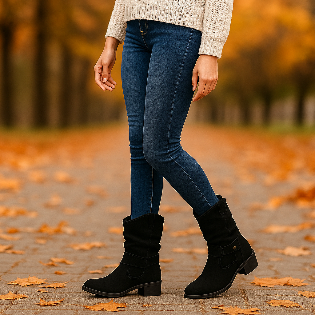 Bottes Mi-Mollet Femme Style Suède