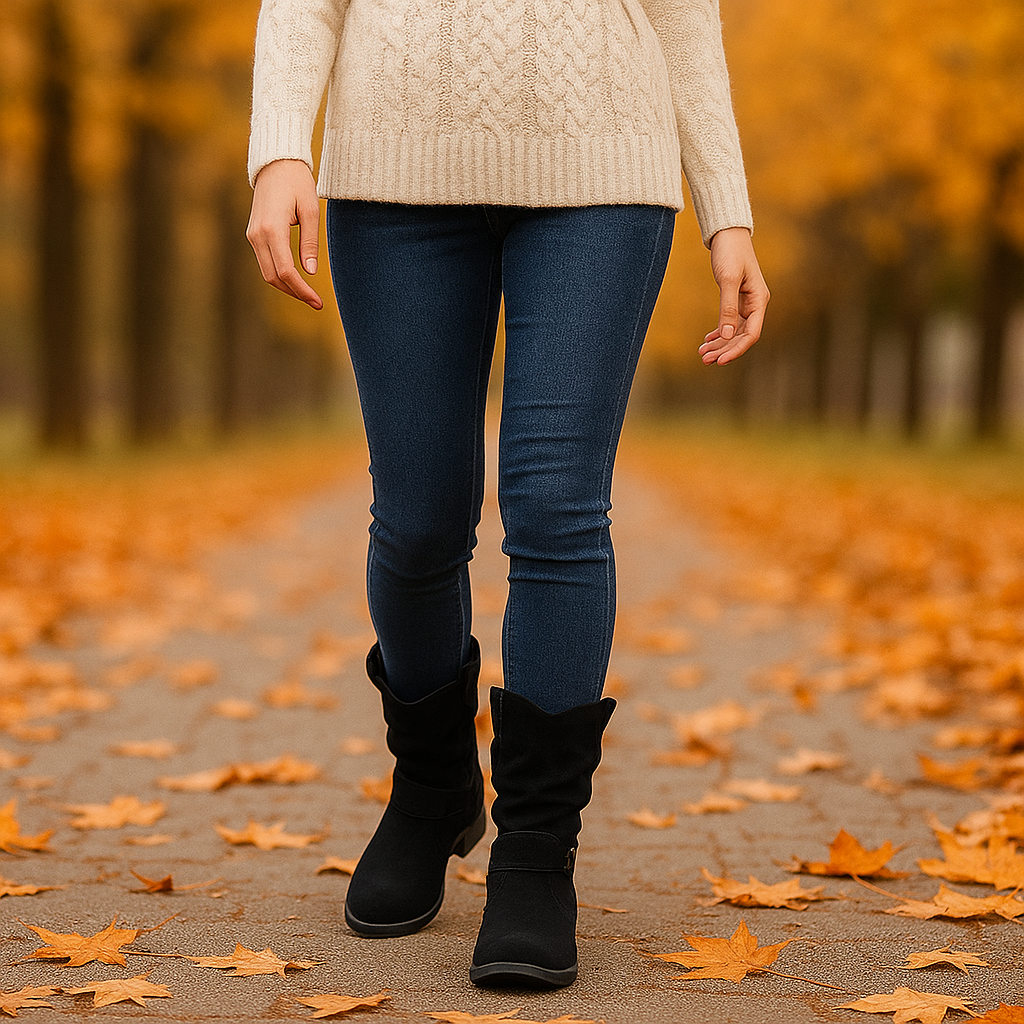 Bottes Mi-Mollet Femme Style Suède