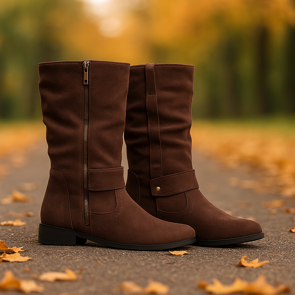 Bottes Mi-Mollet Femme Style Suède