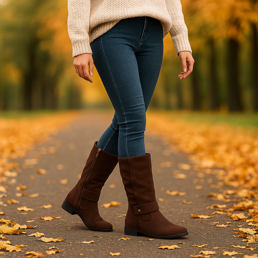 Bottes Mi-Mollet Femme Style Suède