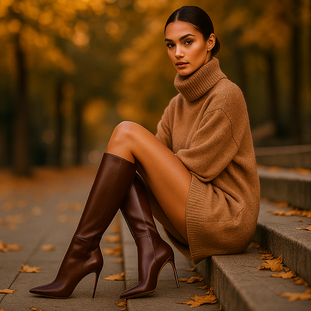 Bottes Hautes Stiletto Femme à Bout Pointu