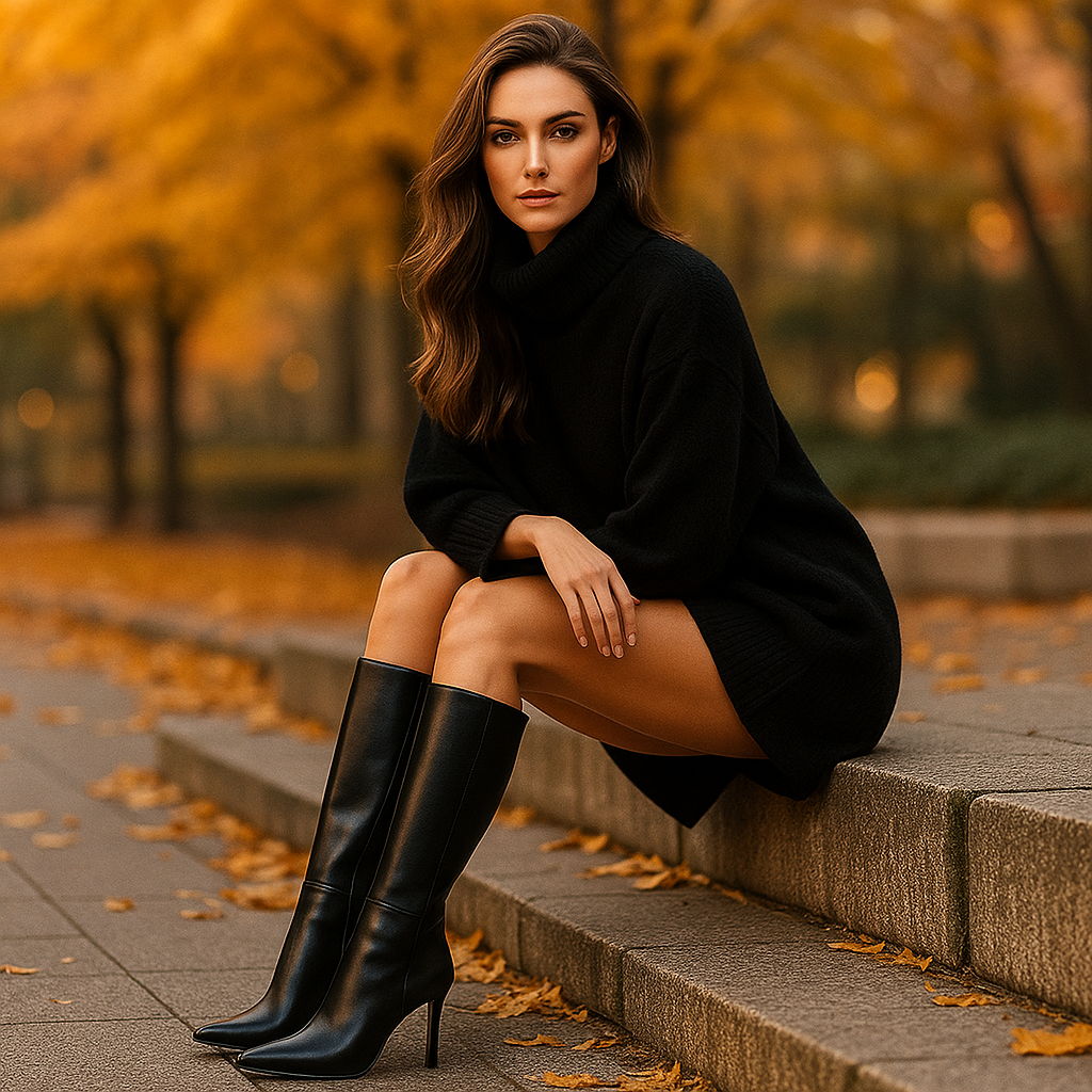 Bottes Hautes Stiletto Femme à Bout Pointu