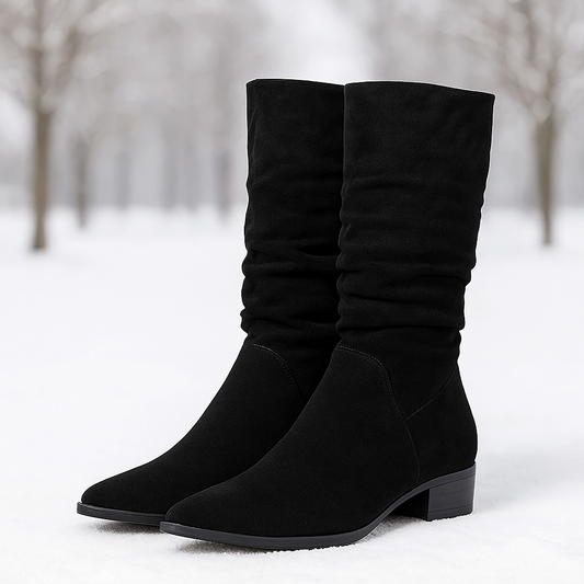 Bottes Hautes Femme en Suédine à Bout Pointu