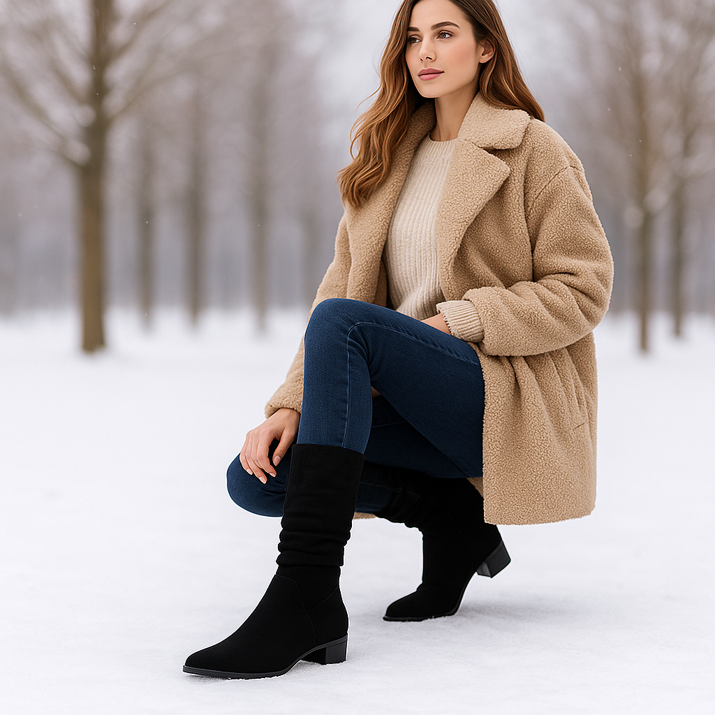 Bottes Hautes Femme en Suédine à Bout Pointu