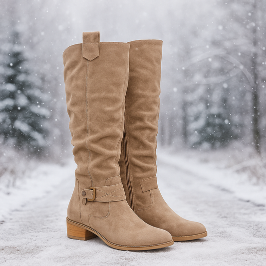 Bottes Montantes Femme en Suédine avec Boucle