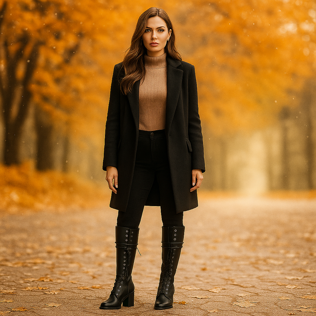 Bottes Montantes Femme en Cuir – Lacets et Talon Épais