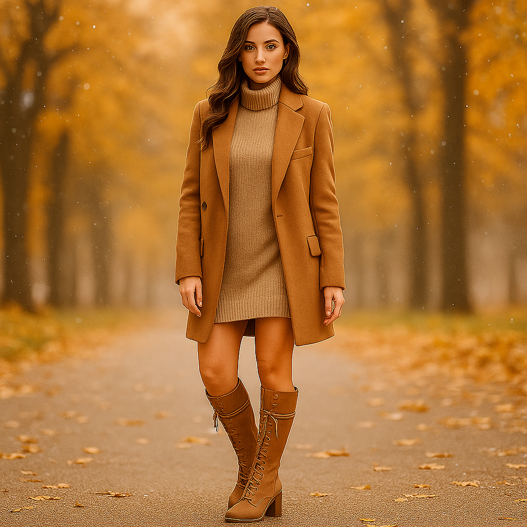 Bottes Montantes Femme en Cuir – Lacets et Talon Épais