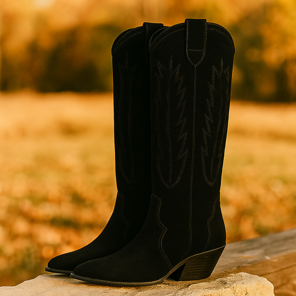 Celeste - Bottes Cowboy Suède Brodées Confort Élégant