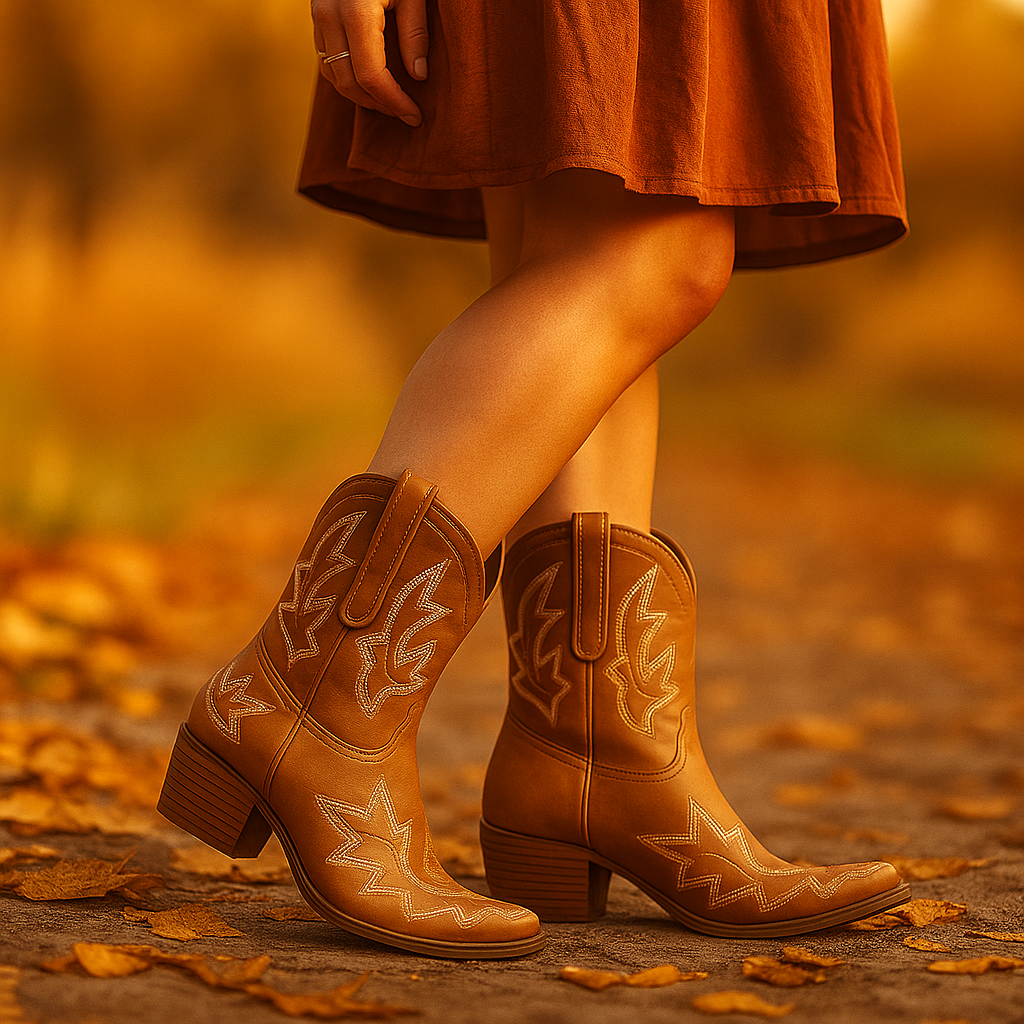 Laurice – Bottes Cowboy Cuir Brodé Durable