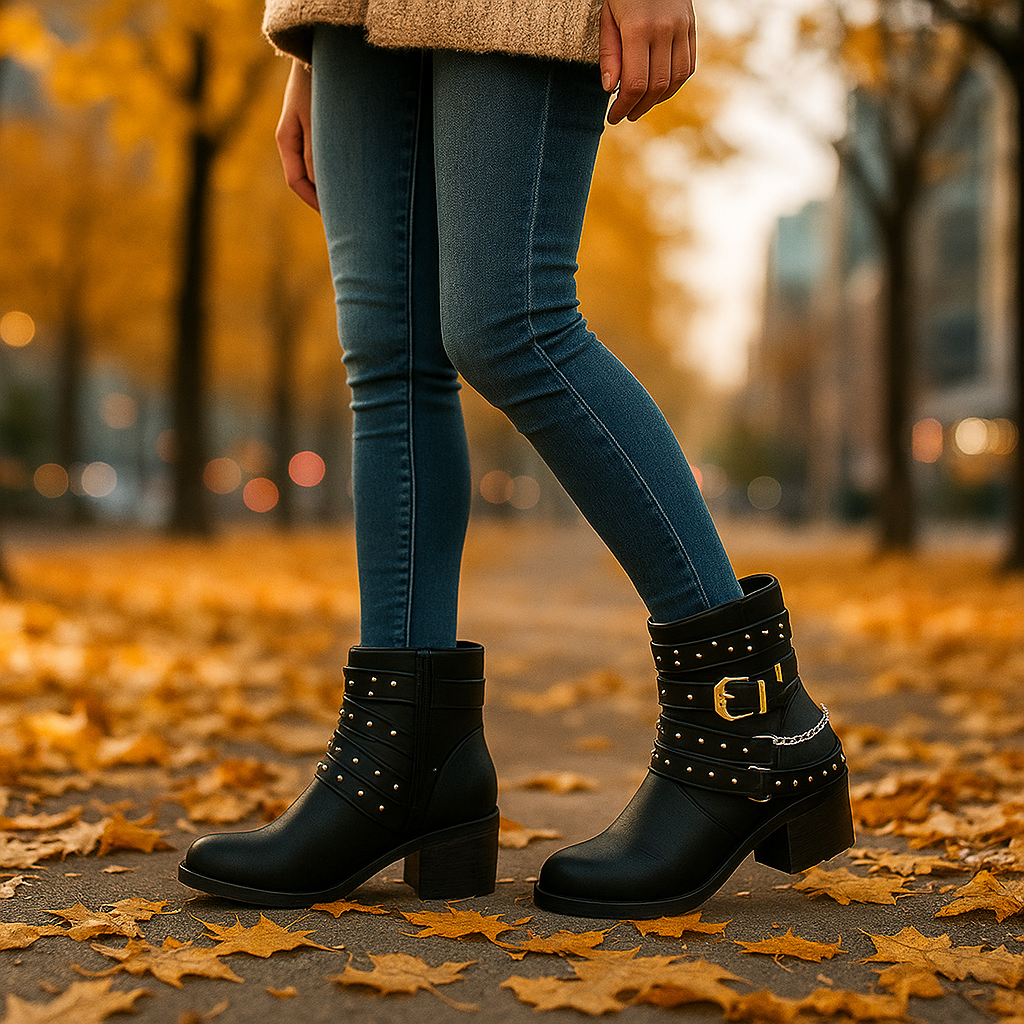 Bottines Femme à Brides Cloutées