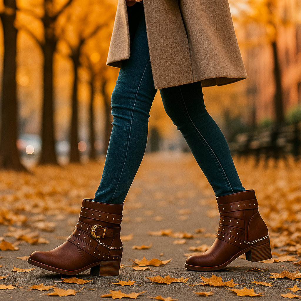 Bottines Femme à Brides Cloutées