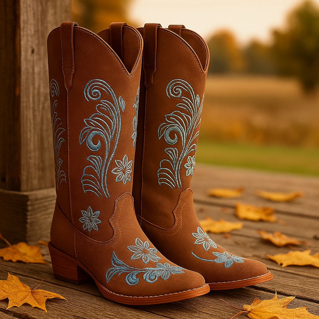 Bottes Cowboy Femme à Broderie Florale