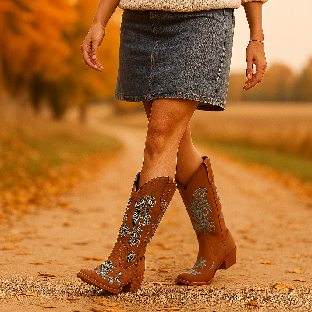 Bottes Cowboy Femme à Broderie Florale