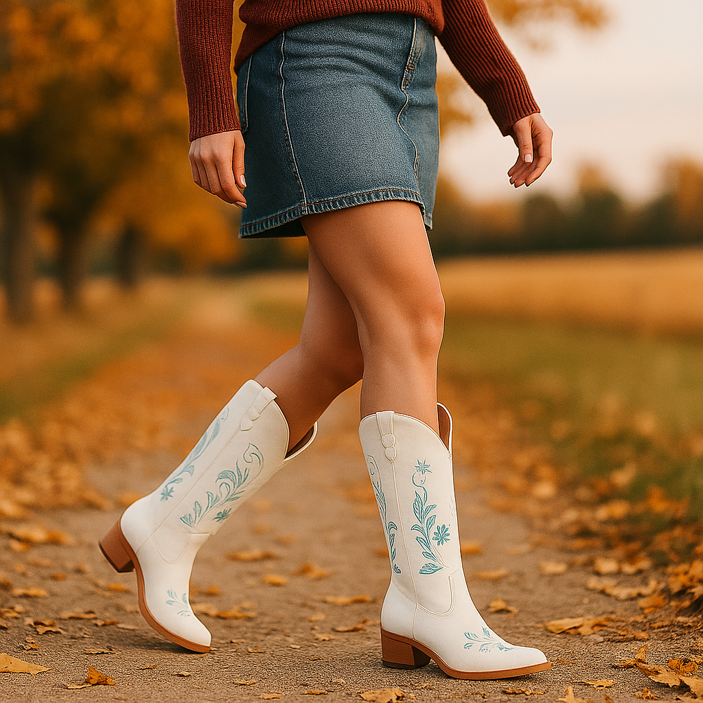 Bottes Cowboy Femme à Broderie Florale