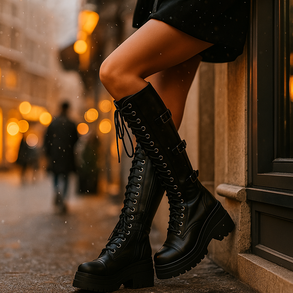 Bottes Hautes à Lacets Femme – Plateforme Tendance