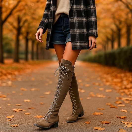 Bottes Cuissardes Overknee à Lacets – Style Élégant et Mode Femme