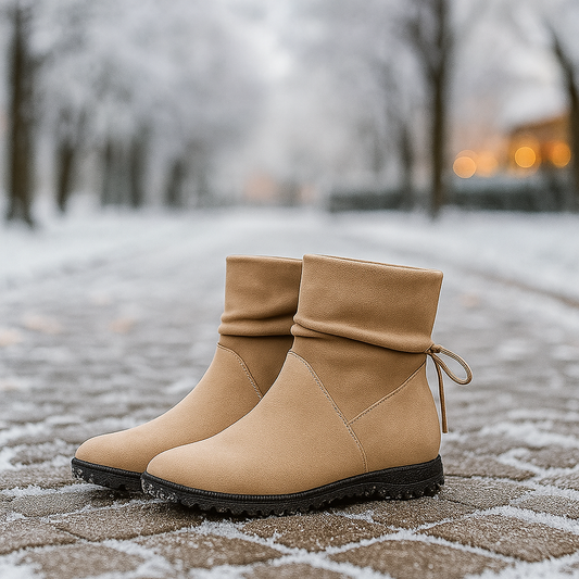 Bottines Femme en Suède à Lacets – Semelle Antidérapante Hiver