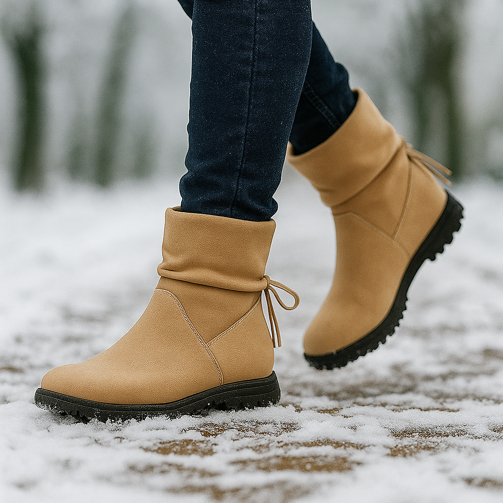 Bottines Femme en Suède à Lacets – Semelle Antidérapante Hiver