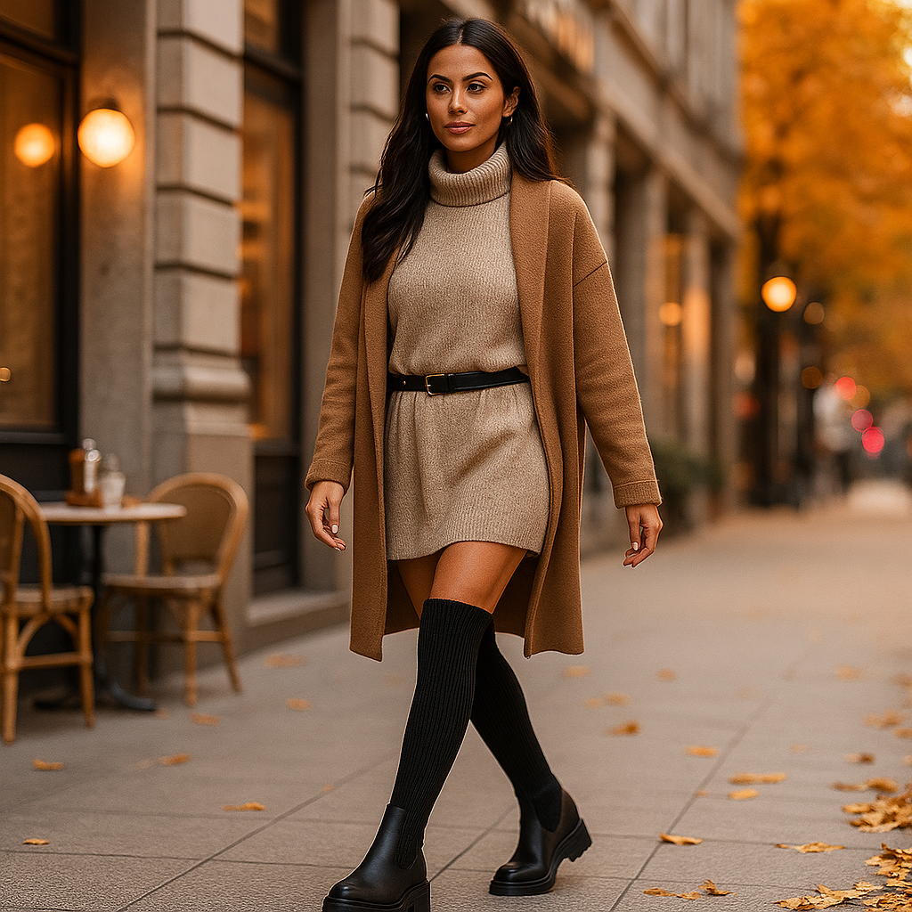 Bottes Overknee Femme en Tricot Structuré – Semelle Robuste