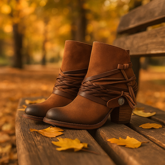 Bottines vintage en cuir femme