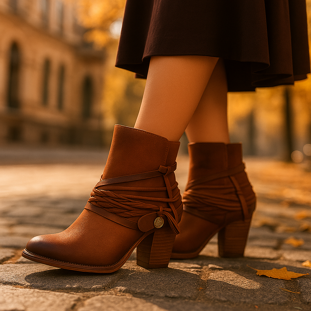 Bottines vintage en cuir femme