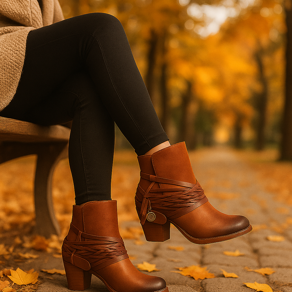 Bottines vintage en cuir femme