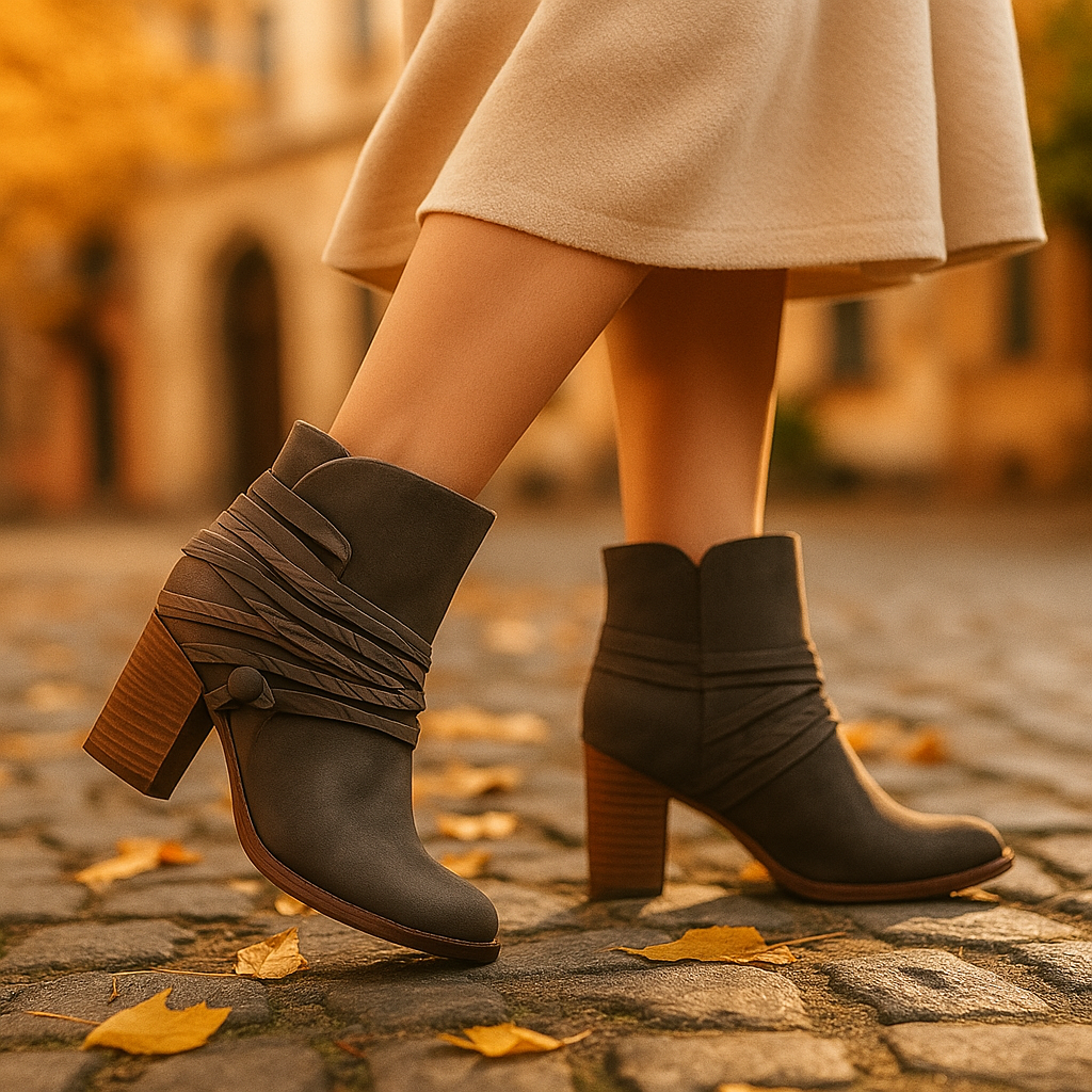 Bottines vintage en cuir femme