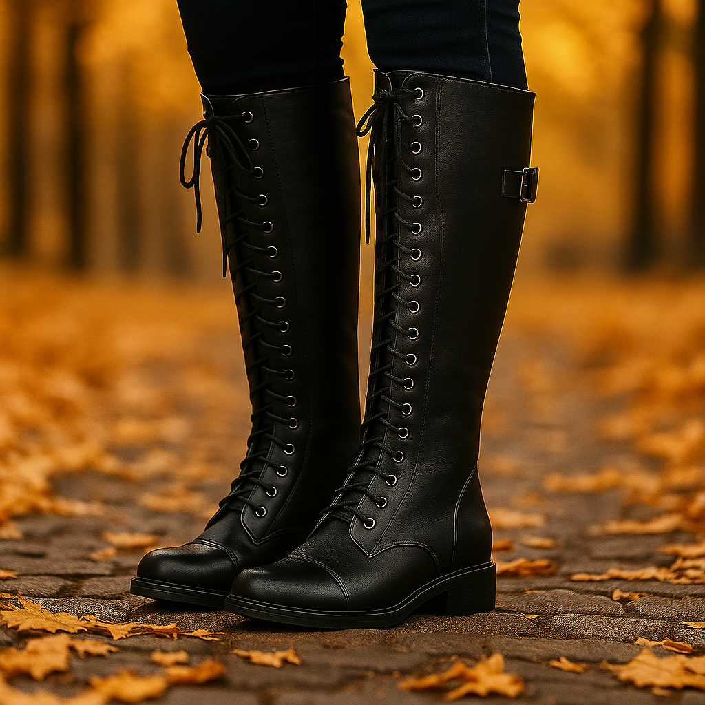 Bottes hautes cuir femme lacées
