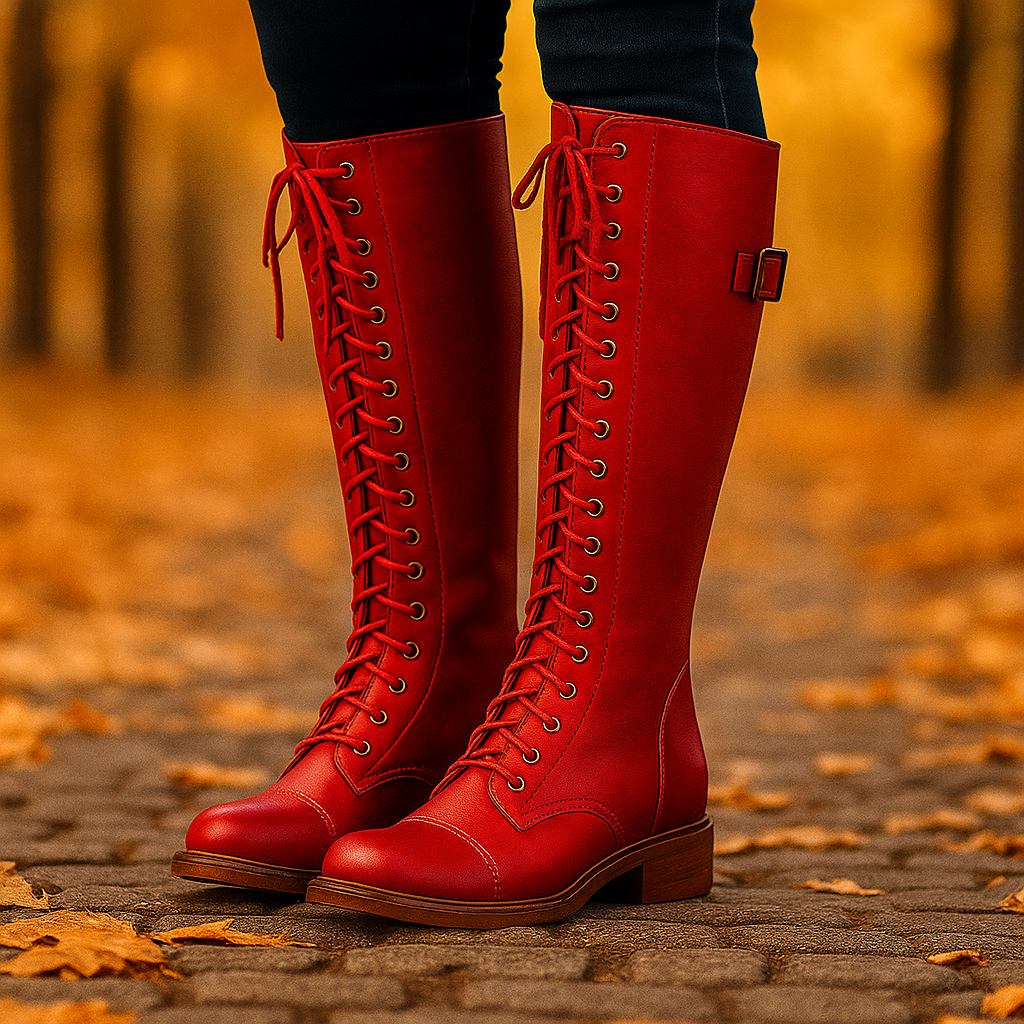 Bottes hautes cuir femme lacées