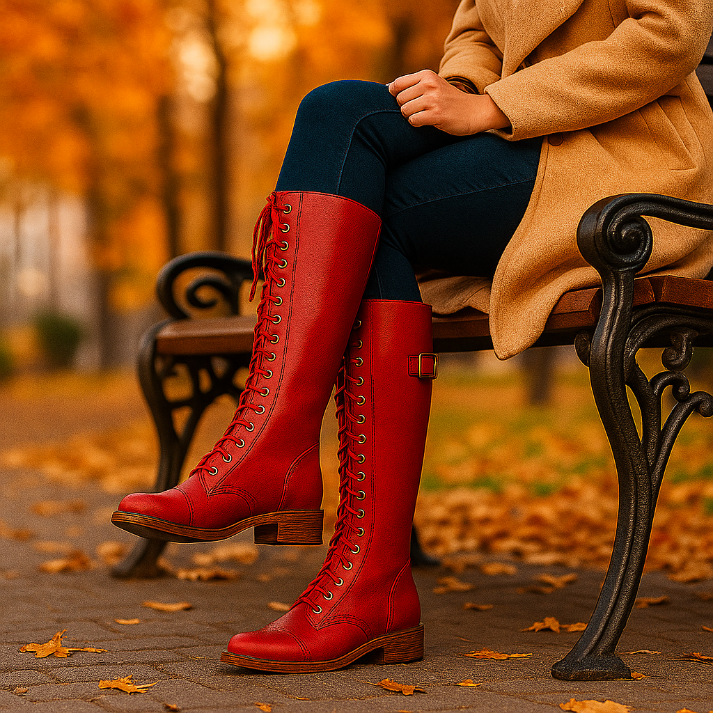 Bottes hautes cuir femme lacées