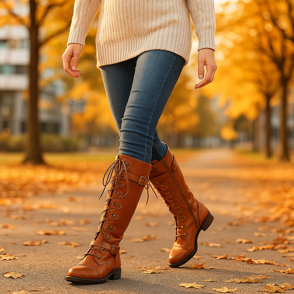 Bottes plates femme boucle et lacets
