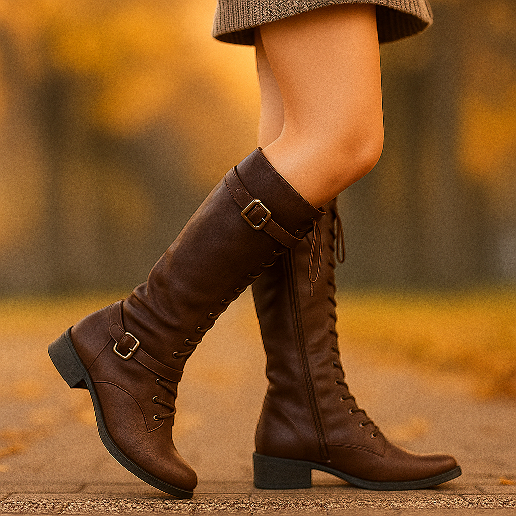 Bottes plates femme boucle et lacets