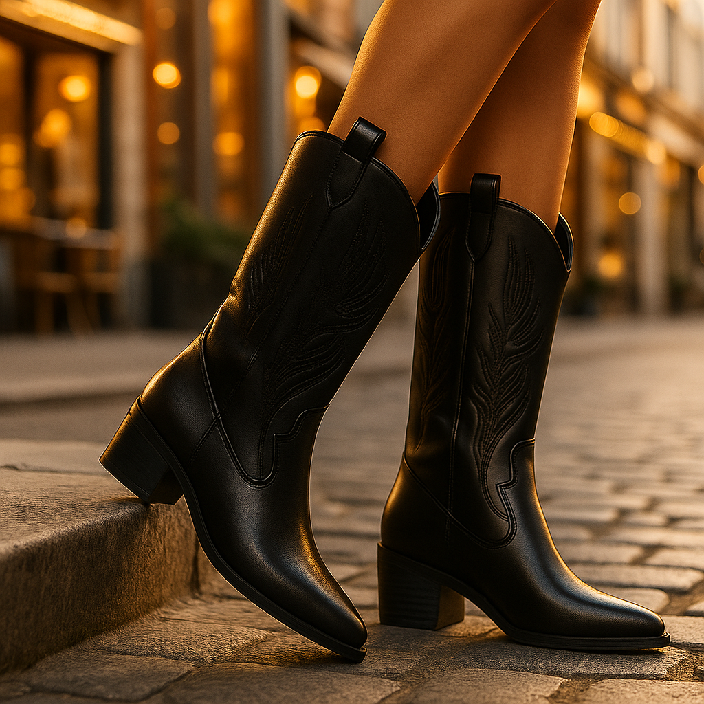Bottes Cowboy Métalliques Femme Élégantes