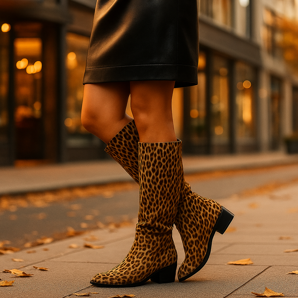 Bottes Hautes Femme Motif Léopard