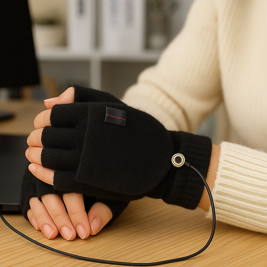Gants Chauffants USB Tricot – Sans Doigts & Confort Hiver