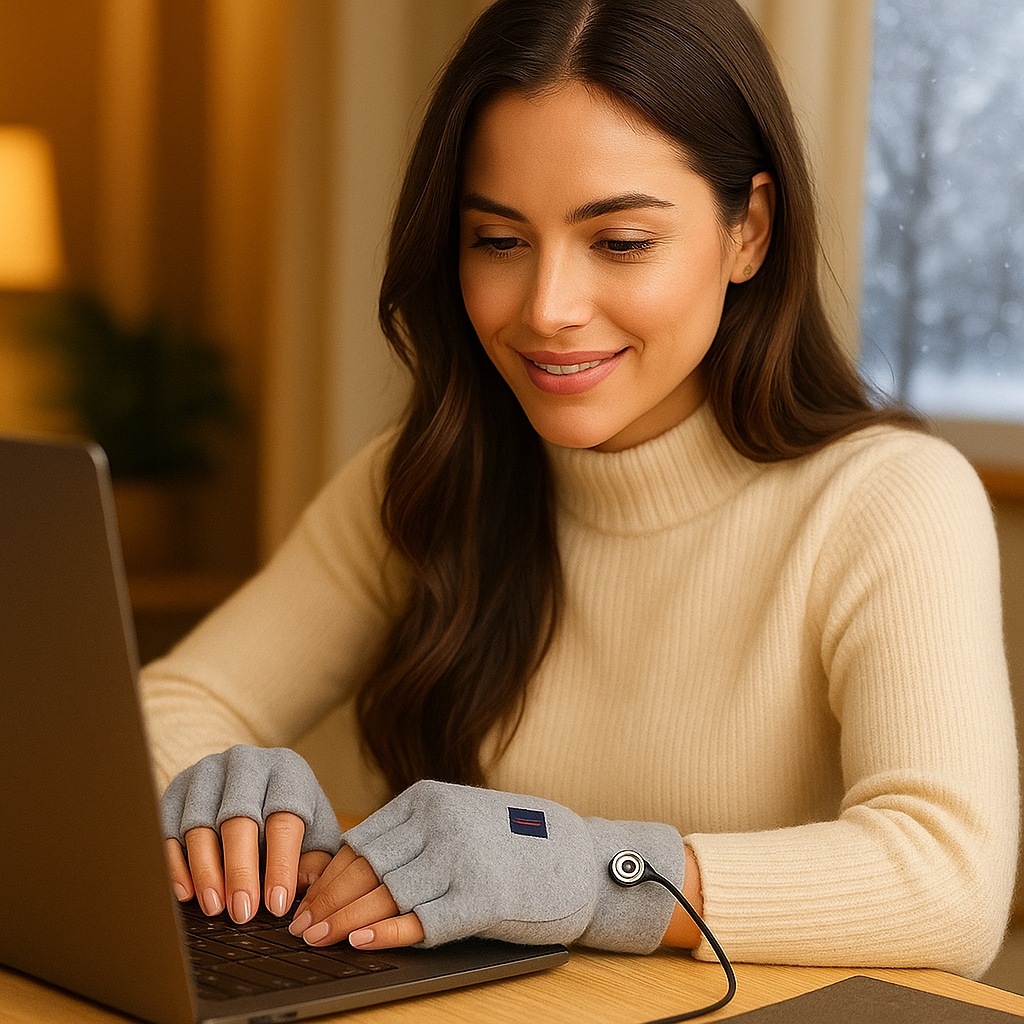 Gants Chauffants USB Tricot – Sans Doigts & Confort Hiver