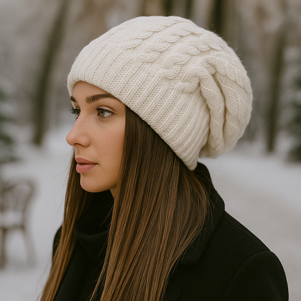Bonnet d’hiver femme maille épaisse décontracté