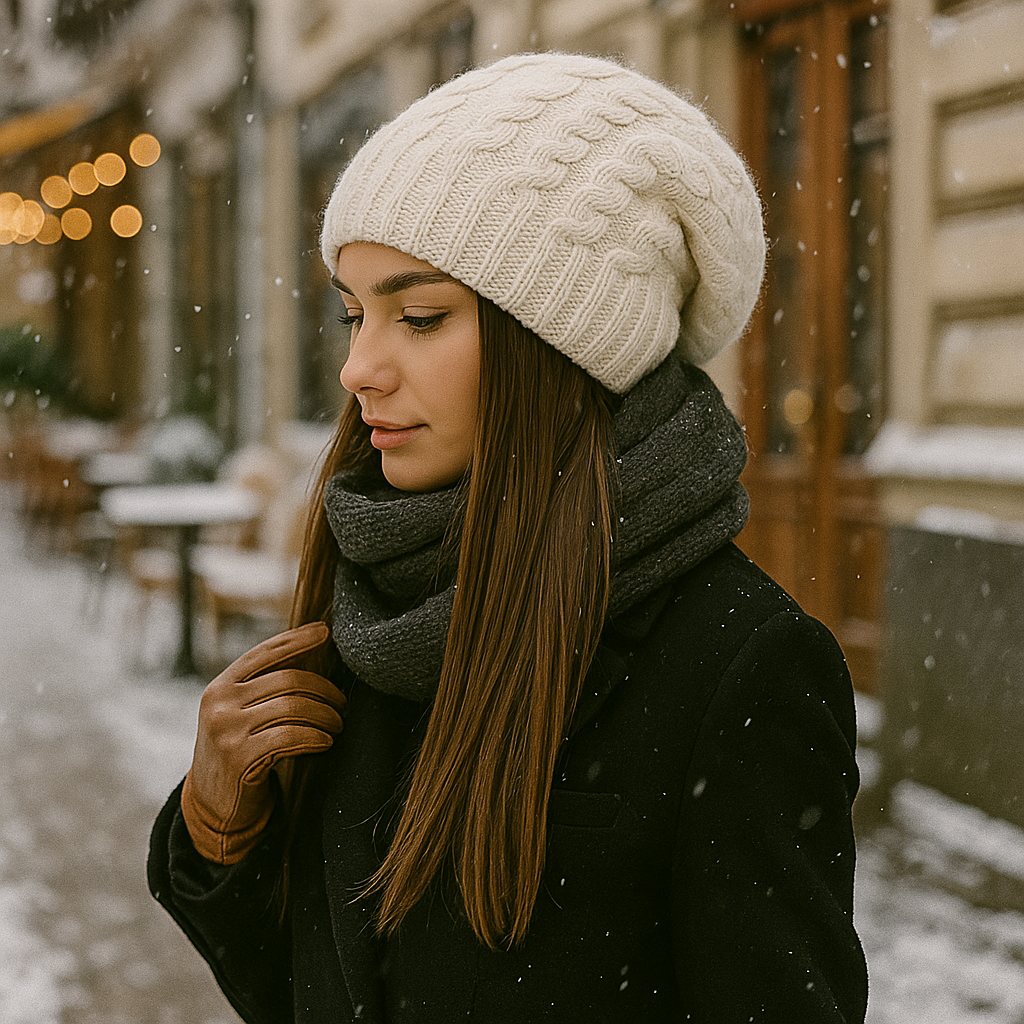 Bonnet d’hiver femme maille épaisse décontracté