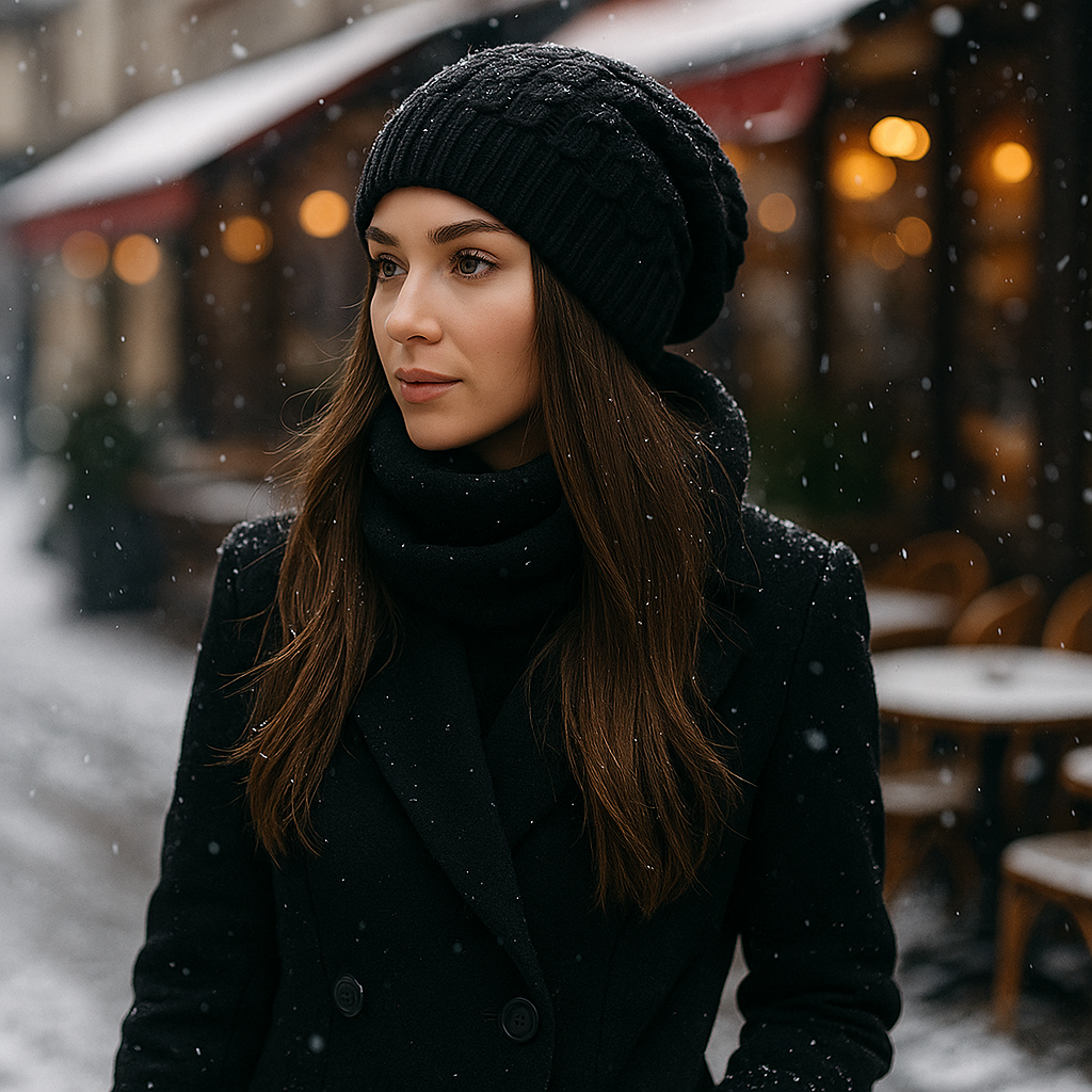 Bonnet d’hiver femme maille épaisse décontracté