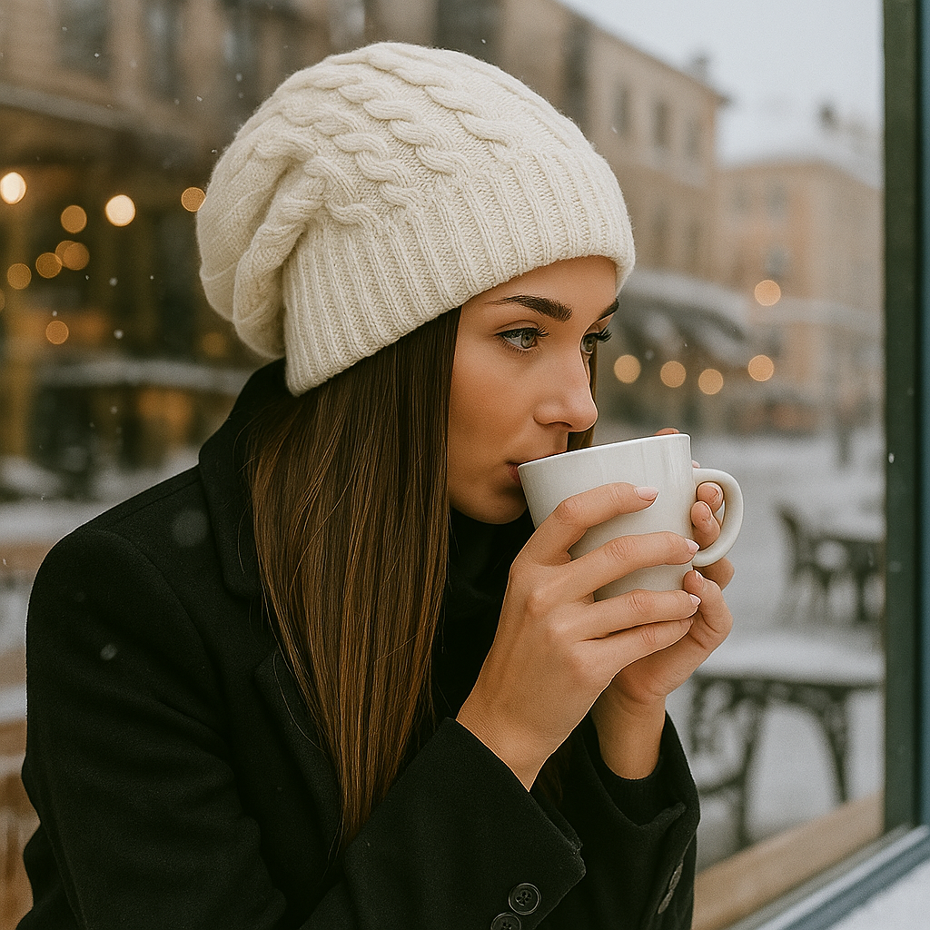 Bonnet d’hiver femme maille épaisse décontracté