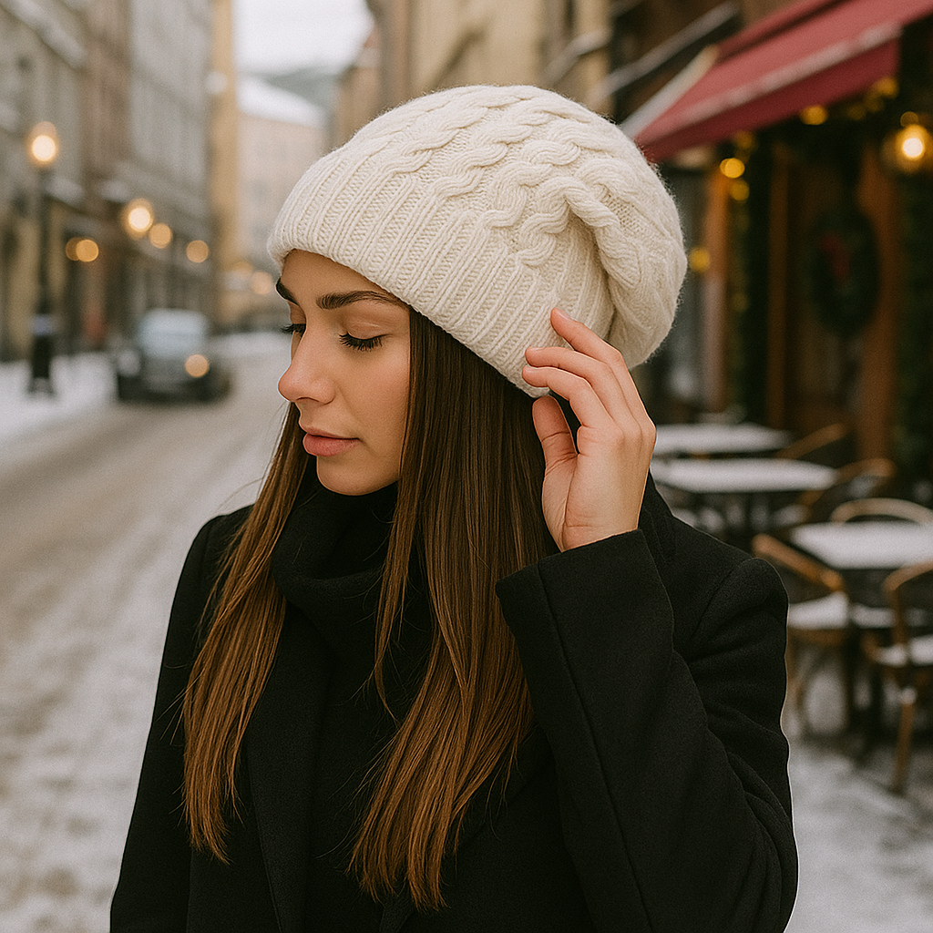 Bonnet d’hiver femme maille épaisse décontracté