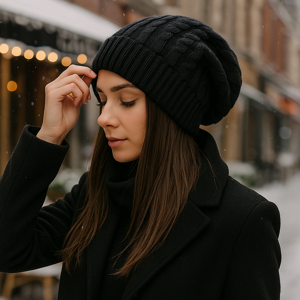 Bonnet d’hiver femme maille épaisse décontracté