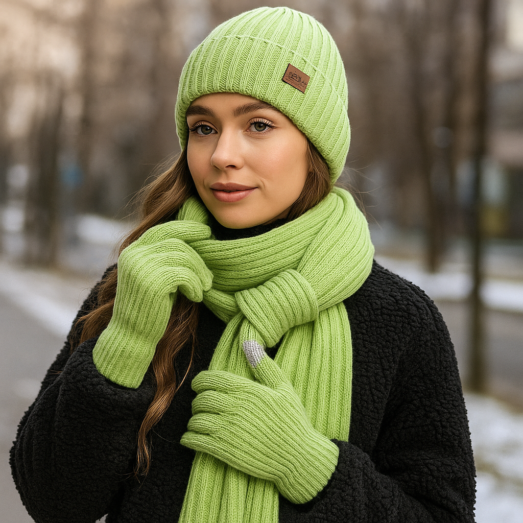 Ensemble Wintercomfort – Bonnet, Écharpe et Gants Chauds