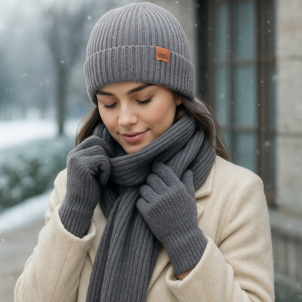 Ensemble Wintercomfort – Bonnet, Écharpe et Gants Chauds