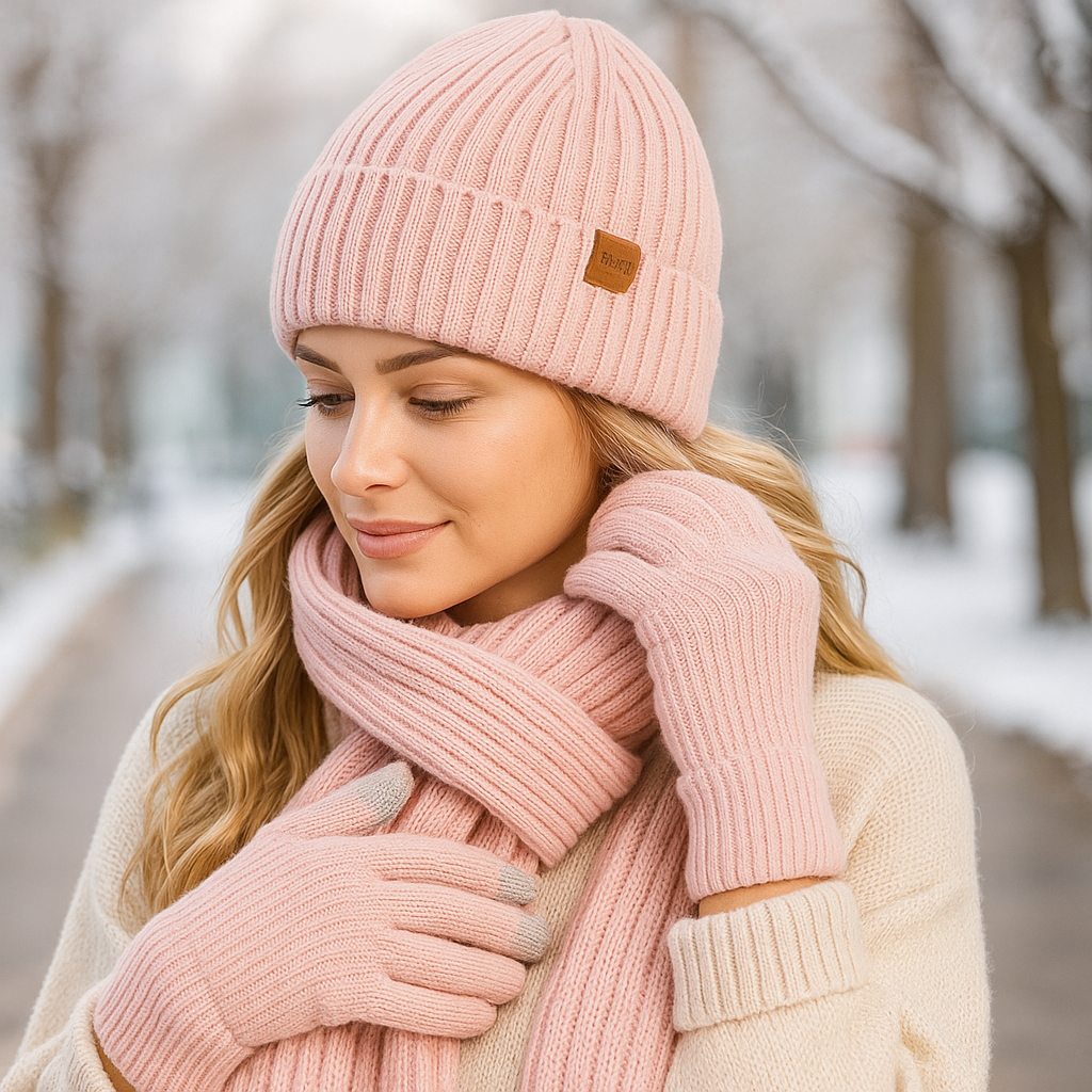 Ensemble Wintercomfort – Bonnet, Écharpe et Gants Chauds