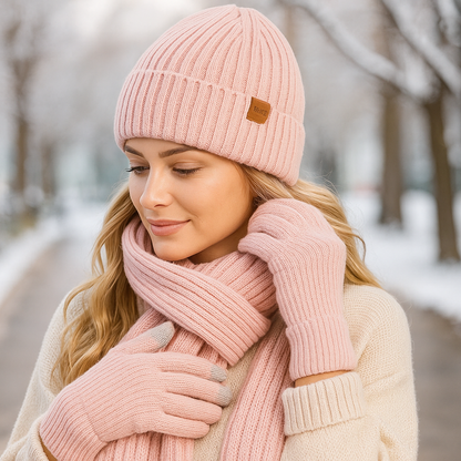 Ensemble Wintercomfort – Bonnet, Écharpe et Gants Chauds
