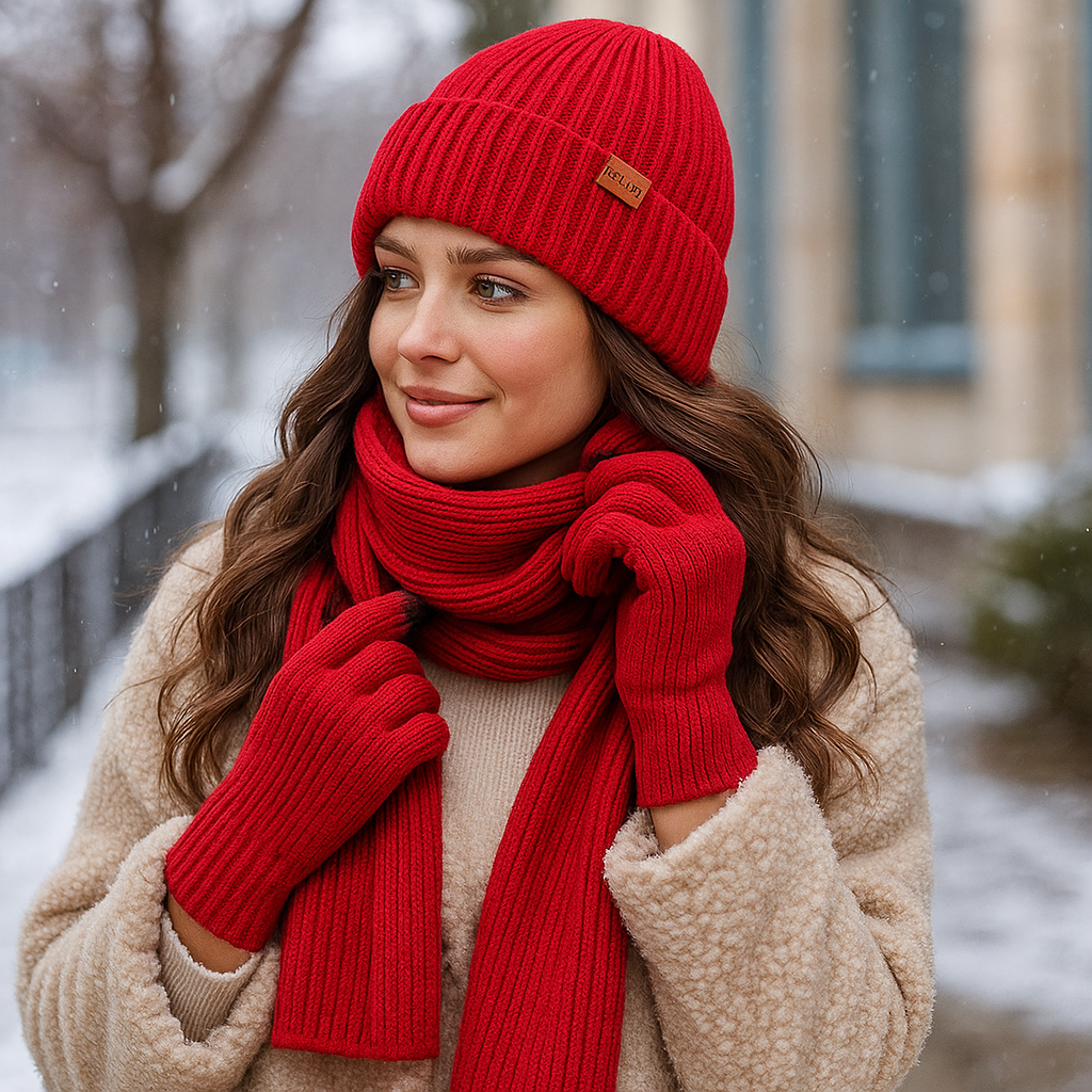 Ensemble Wintercomfort – Bonnet, Écharpe et Gants Chauds