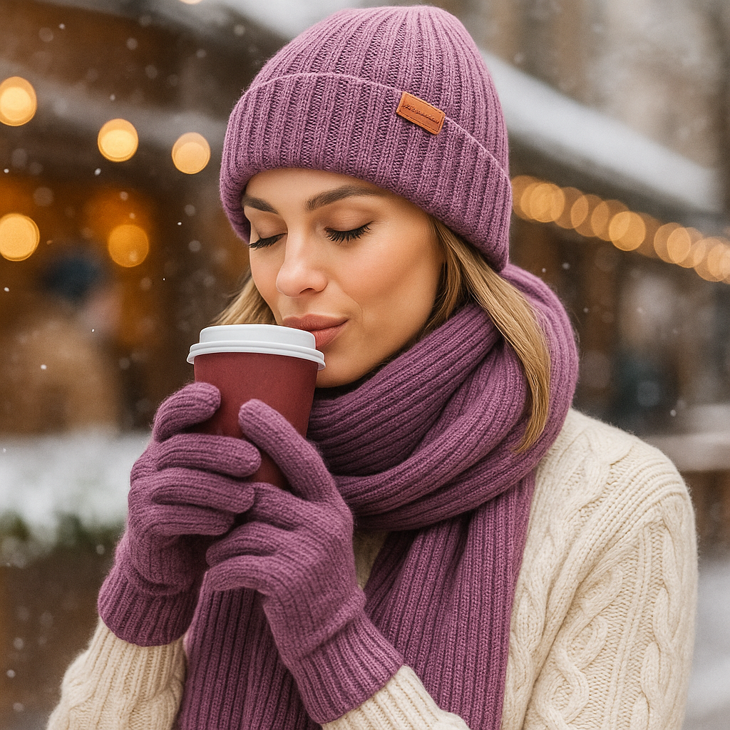 Ensemble Wintercomfort – Bonnet, Écharpe et Gants Chauds
