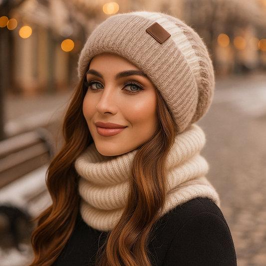 Noëlle – Bonnet et Écharpe Laine de Luxe Femme