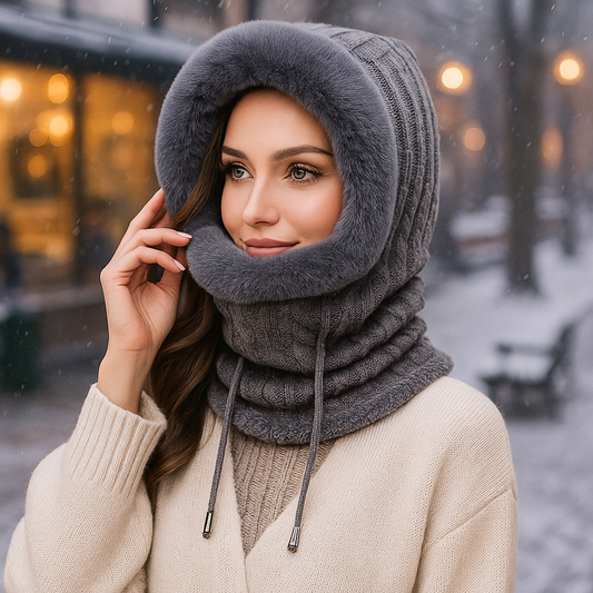 Olivia – Ensemble Hiver Tricoté avec Capuche Doublée